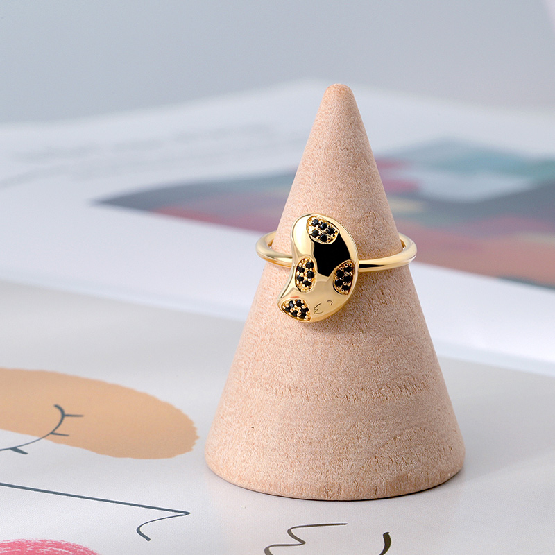 Sterling Silver CZ Bean Ring Gold Plated 8