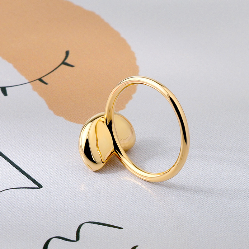 Sterling Silver CZ Bean Ring Gold Plated 7