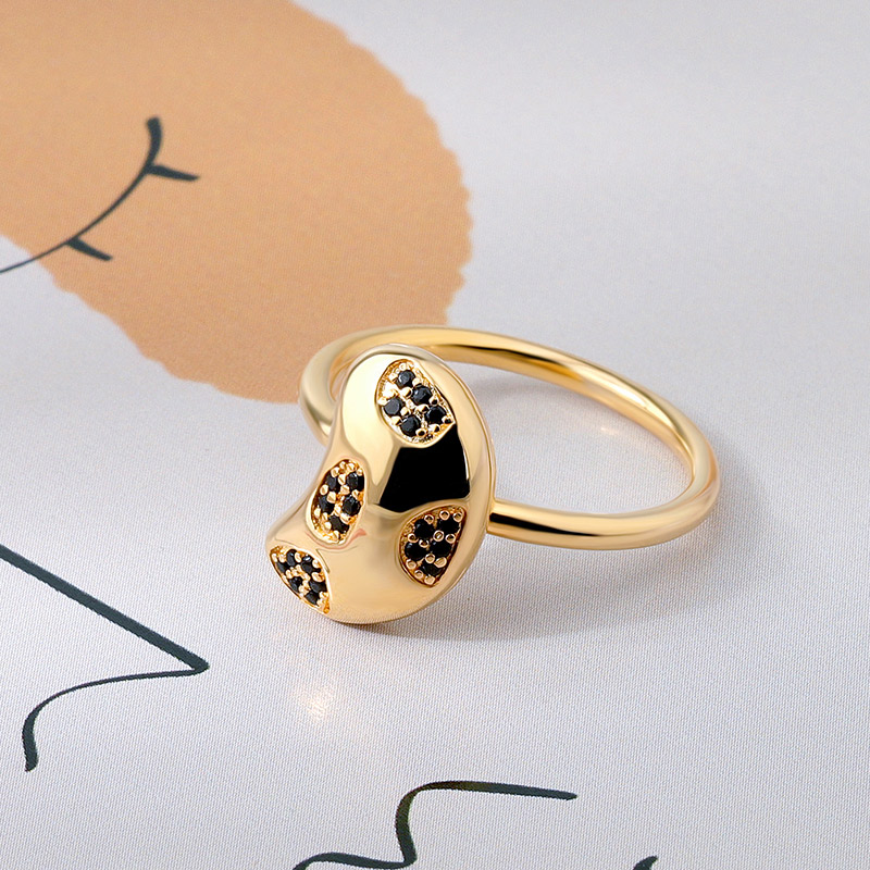Sterling Silver CZ Bean Ring Gold Plated 6