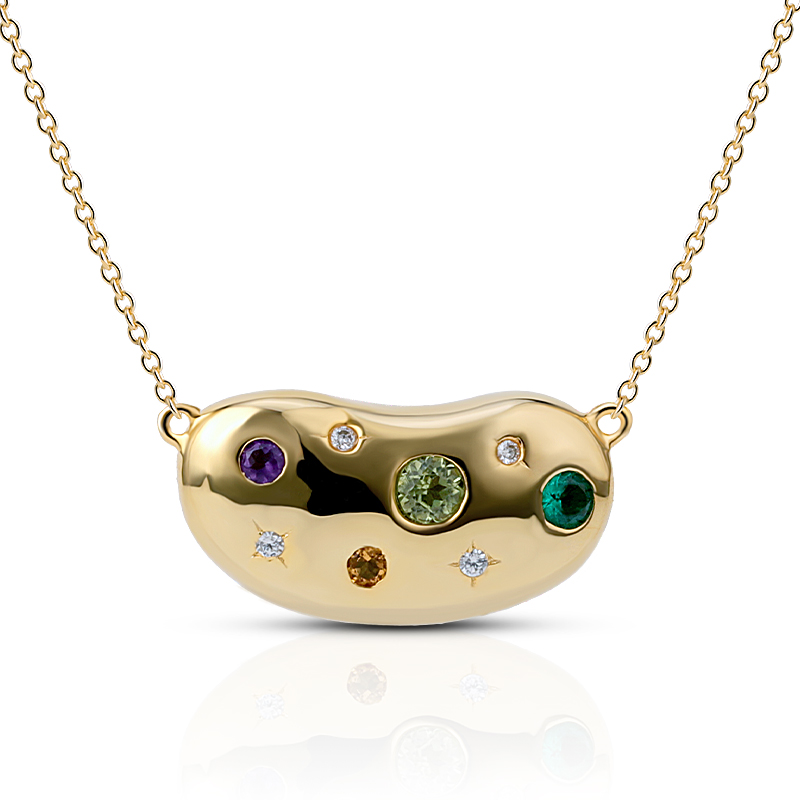 Gypsy CZ Bean Necklace 1