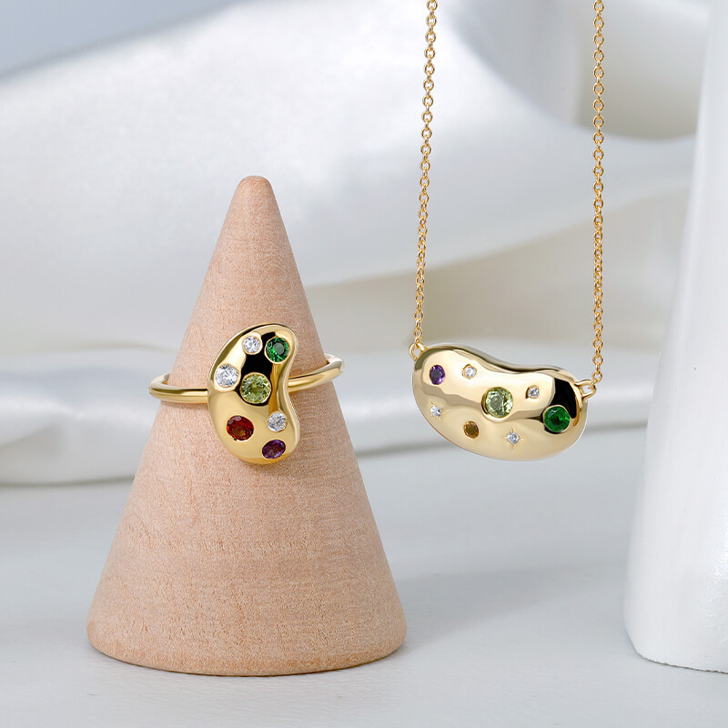 Gypsy CZ Bean Necklace 9
