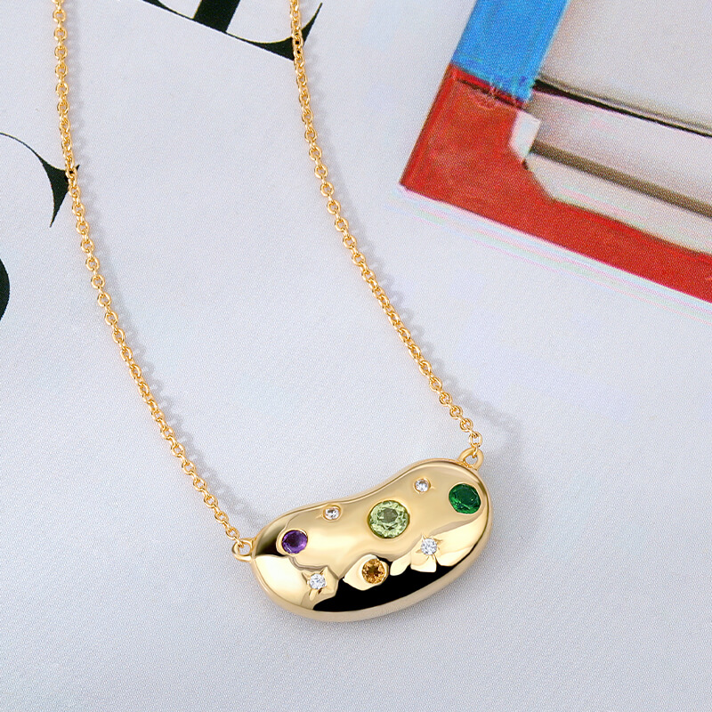 Gypsy CZ Bean Necklace 7