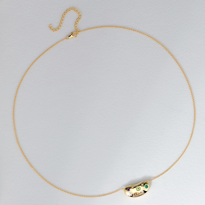 Gypsy CZ Bean Necklace 6