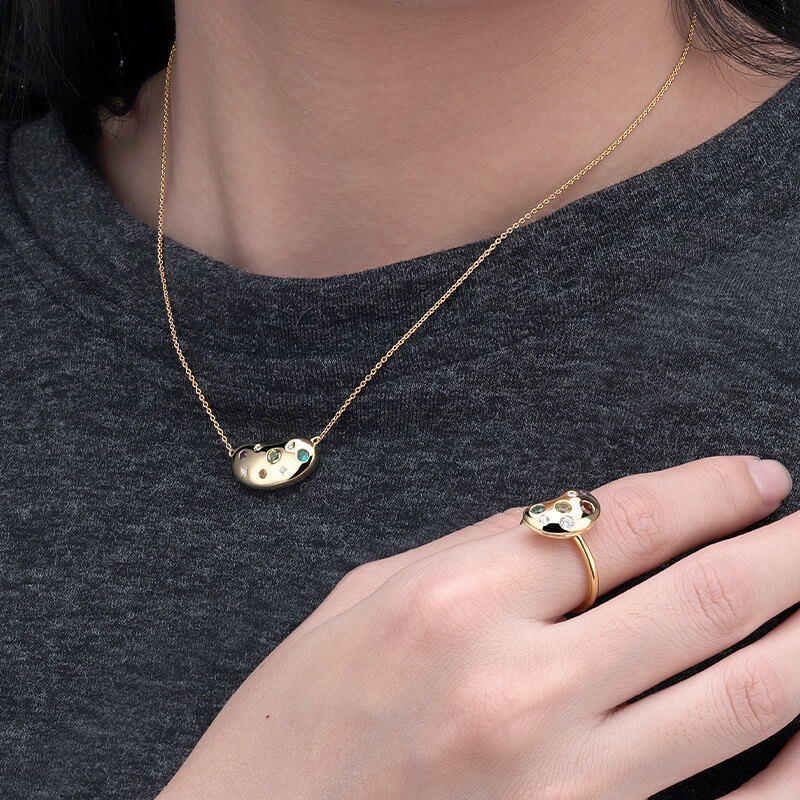 Gypsy CZ Bean Necklace 4
