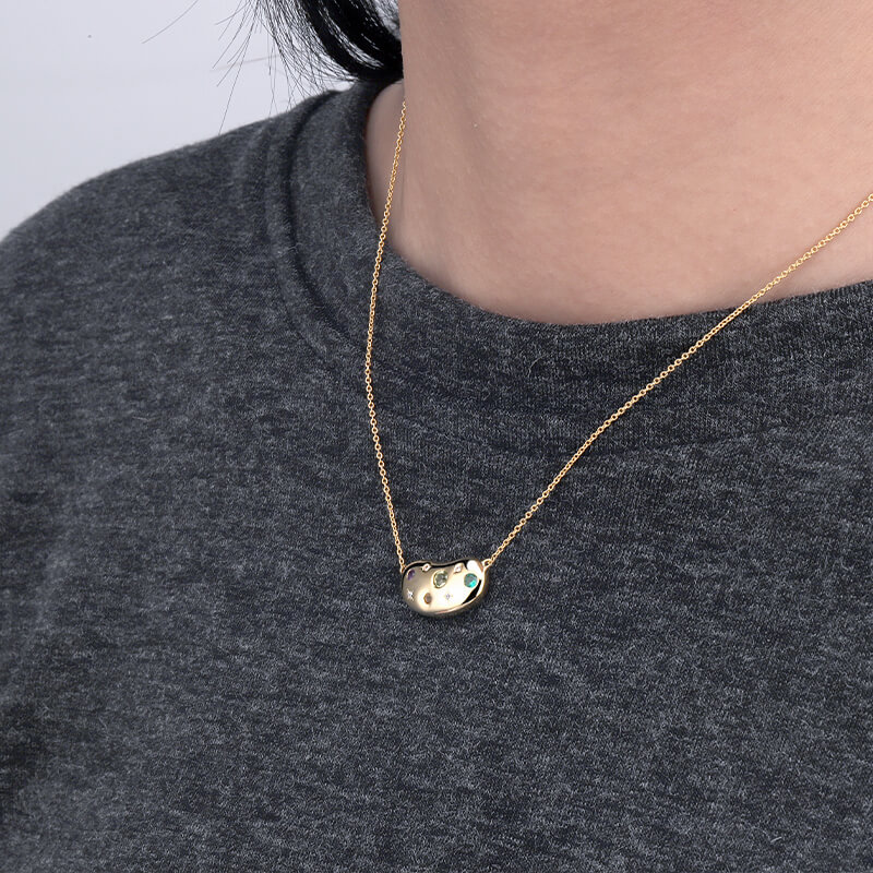 Gypsy CZ Bean Necklace 3
