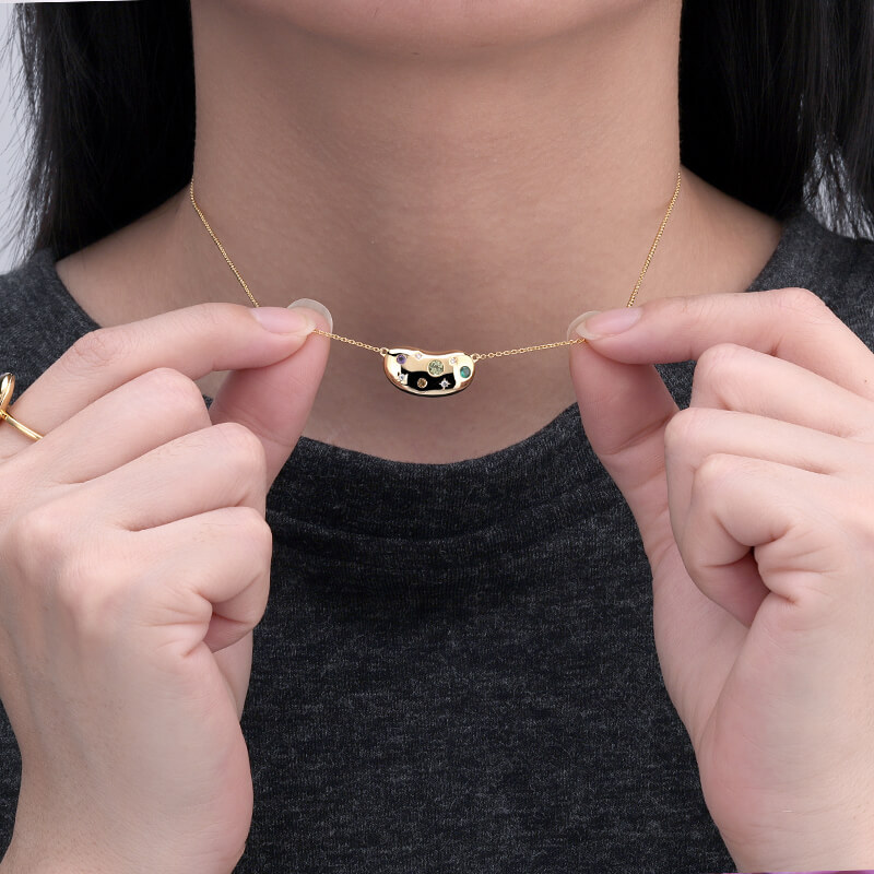 Gypsy CZ Bean Necklace 2
