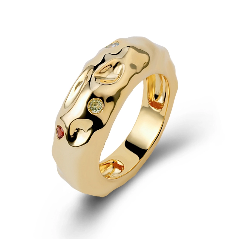 Textured Bold Gemstone Ring 1