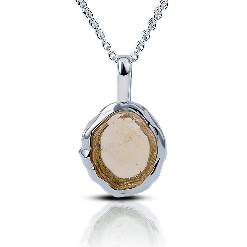 Textured Irregular Dark Citrine Silver Necklace 1