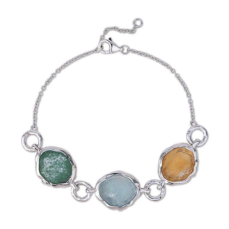 Textured Irregular Multi Colored Gemstone Bracelet 1