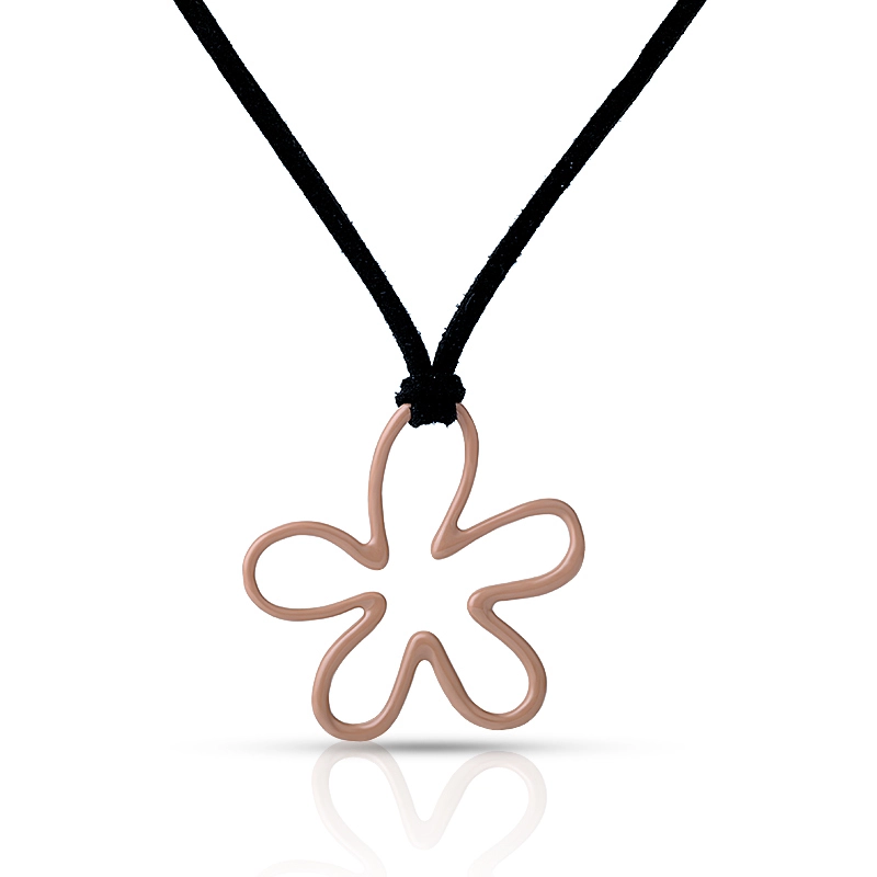Leather Necklace Enamel Flower Pendant 1