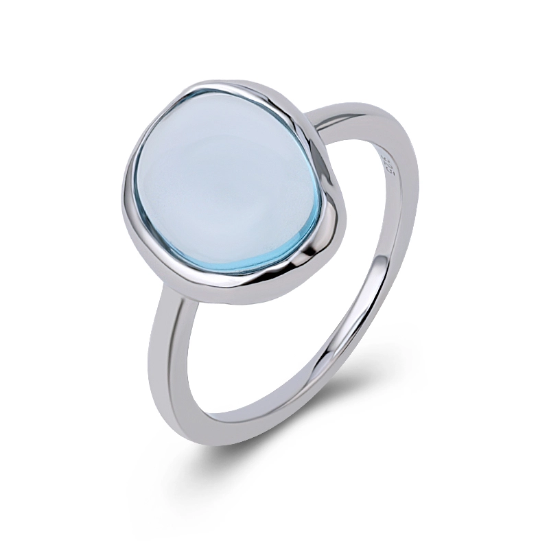 Faceted Cut Irregular Sky Blue Topaz Ring 1