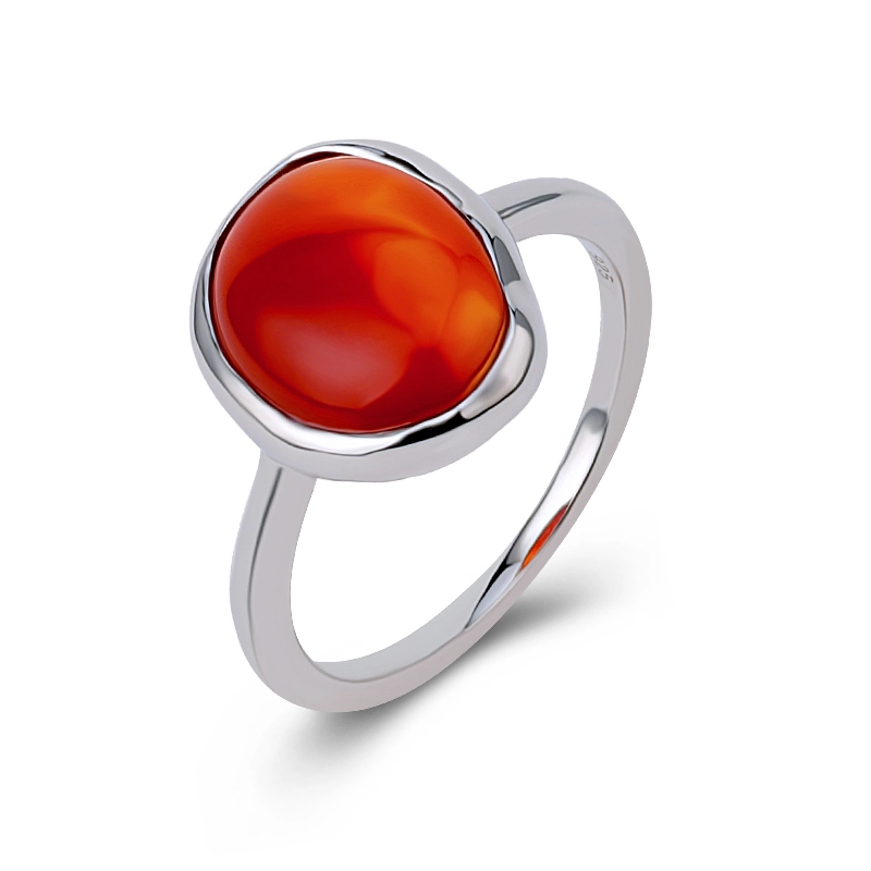 Faceted Cut Irregular Red Agate Ring 1
