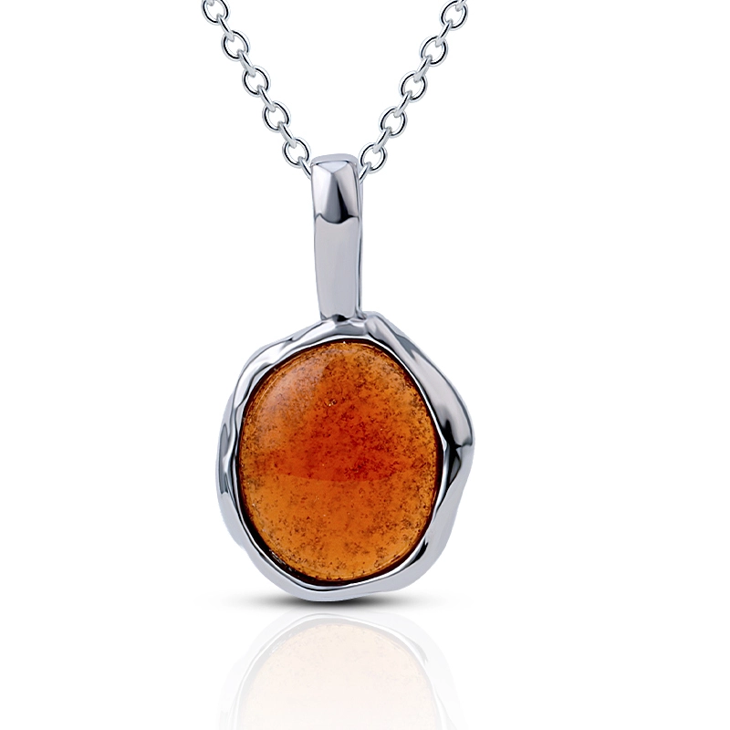 Faceted Cut Irregular Garnet Silver Necklace 1