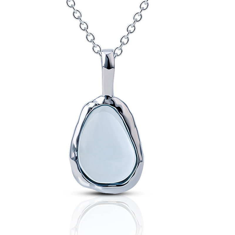 Faceted Cut Irregular Sky Blue Topaz Silver Necklace 1