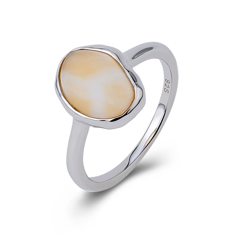 Faceted Cut Irregular Citrine Silver Ring 1