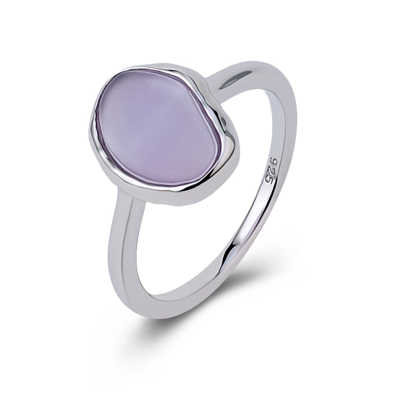Faceted Cut Irregular Amethyst Silver Ring 1