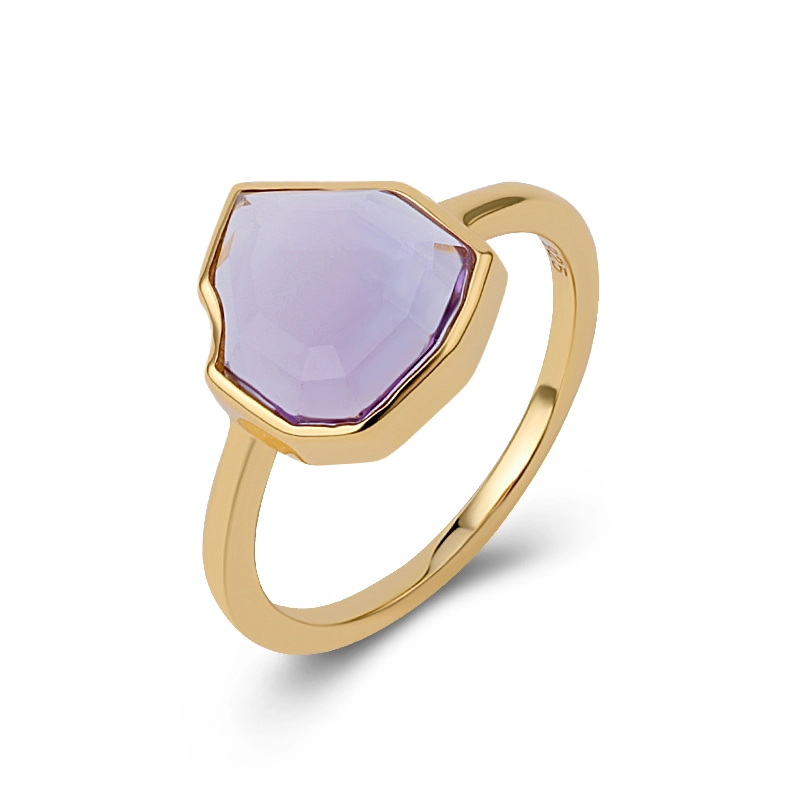 Step Cut Irregular Amethyst Silver Ring 1