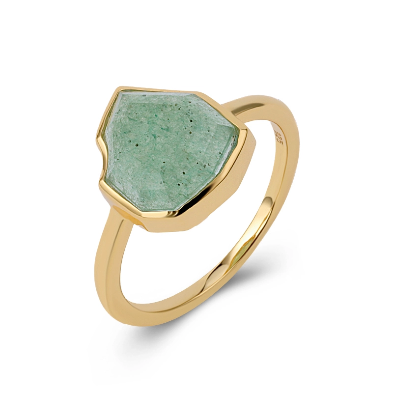 Step Cut Irregular Peridot Silver Ring 1