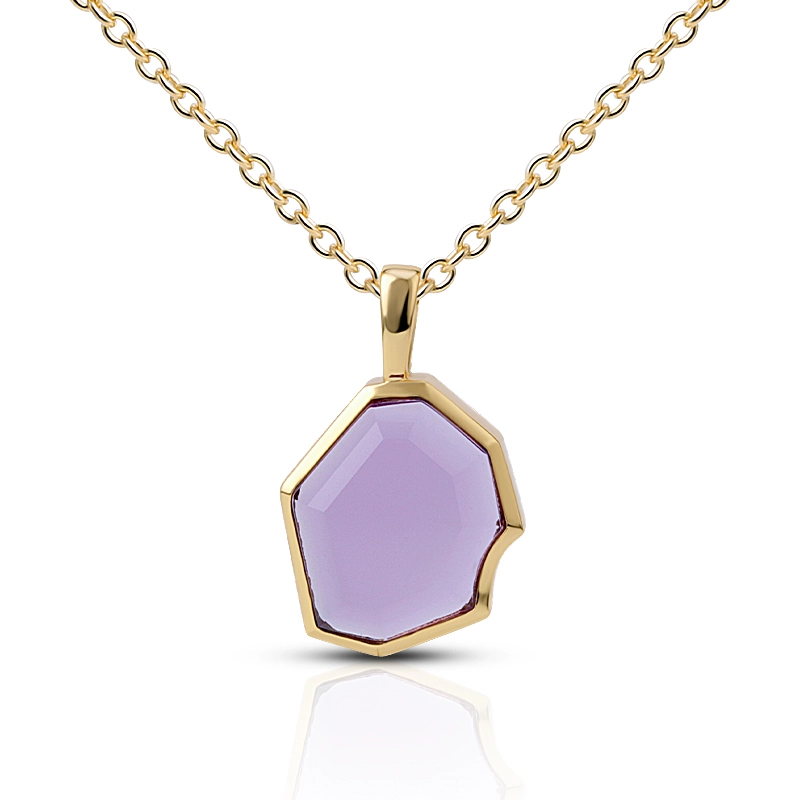 Step Cut Irregular Amethyst Silver Necklace 1