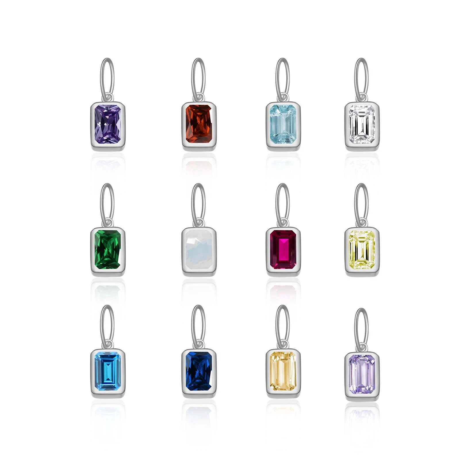 CZ Sterling Silver Birthstone Charms 1