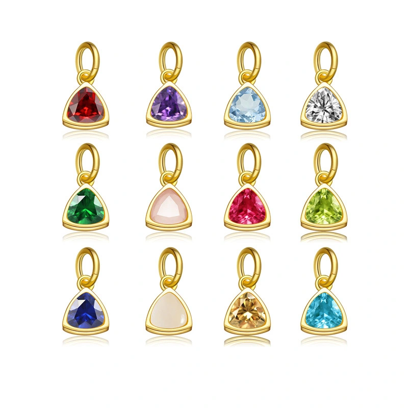 Triangle  CZ Sterling Silver Birthstone Charms 1