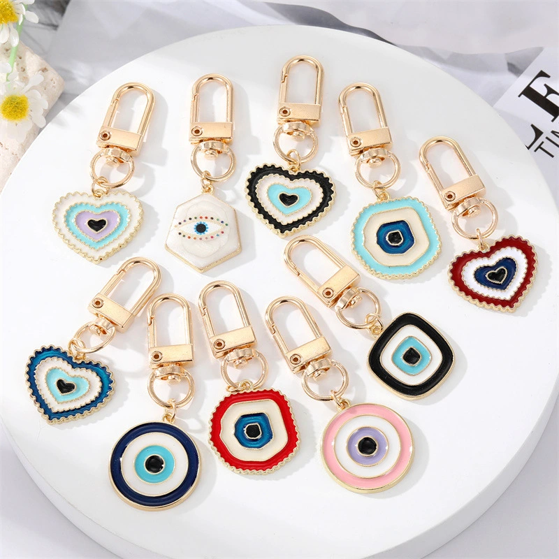 Evil Eye Keychain | Colorful Drop Charm | Heart Shape 1