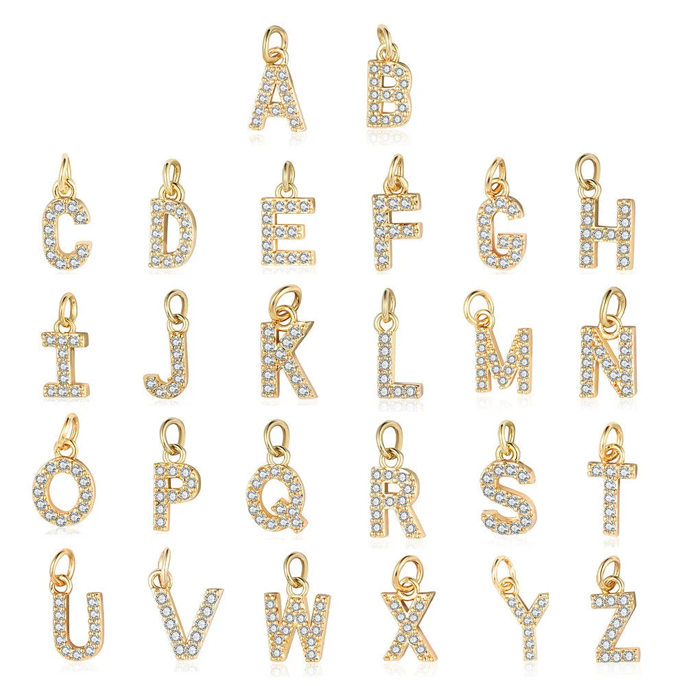 Fashion Alphabet Pendant | Gold Zircon Letter Charm A-Z 1