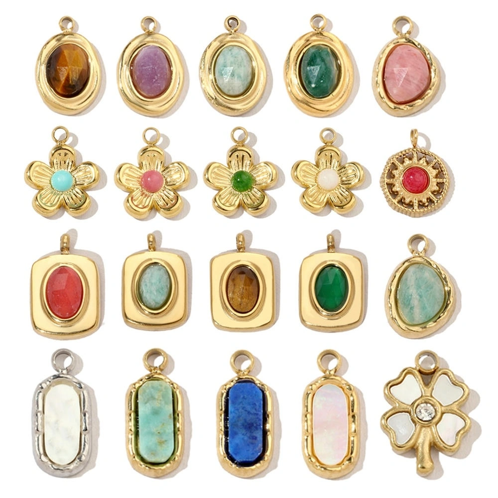 French Flower Pendant | Lucky Four Leaf Clover Steel Charm 1