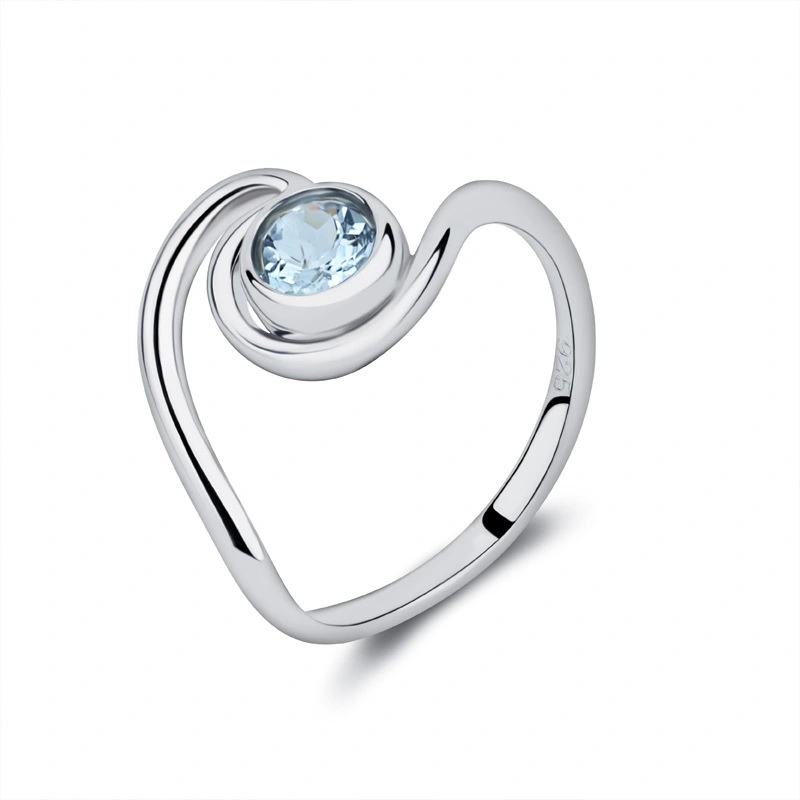 Aquamarine Ocean Wave Ring Sterling Silver 1