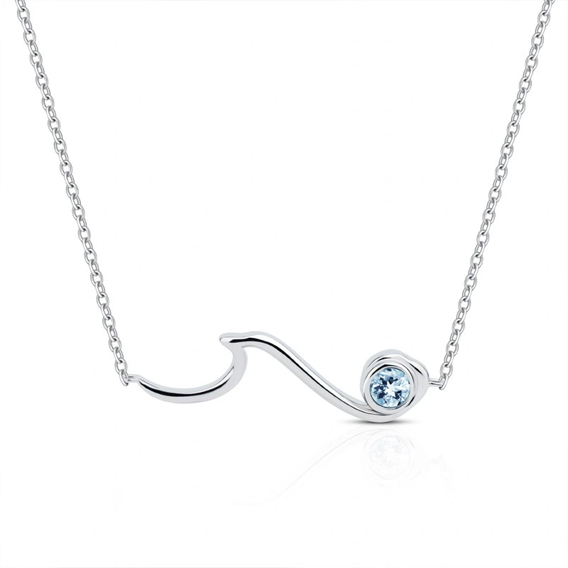 Aquamarine Ocean Wave Necklace 1