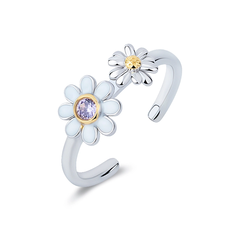 Daisy Bloom Amethyst Open Ring 1