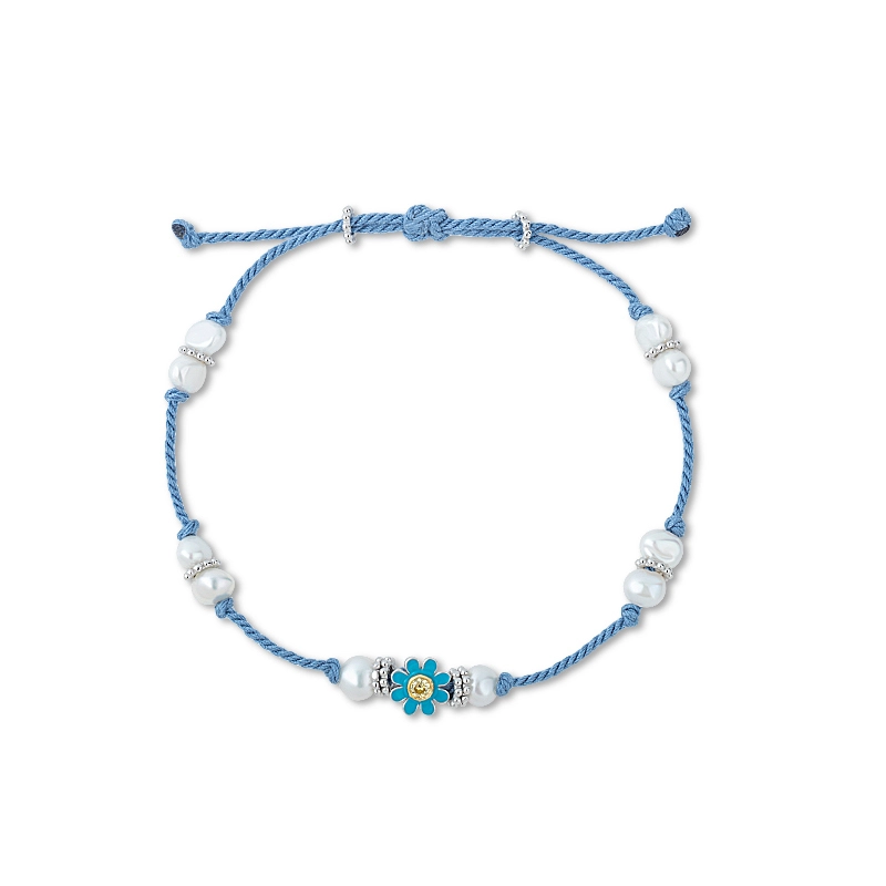 Daisy Bloom Citrine Pearl Adjustable Bracelet 1