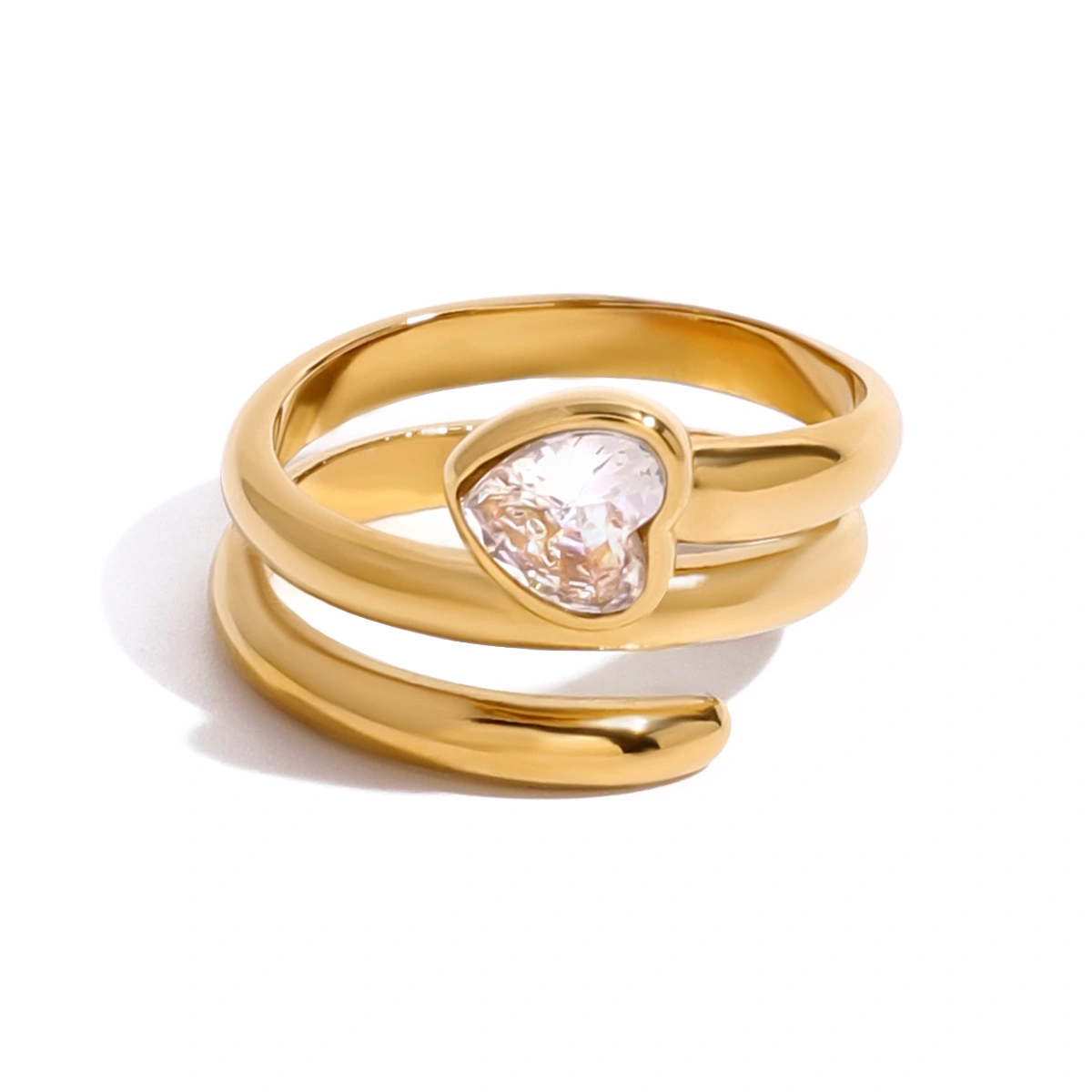 Heart Zircon Spiral Ring 1