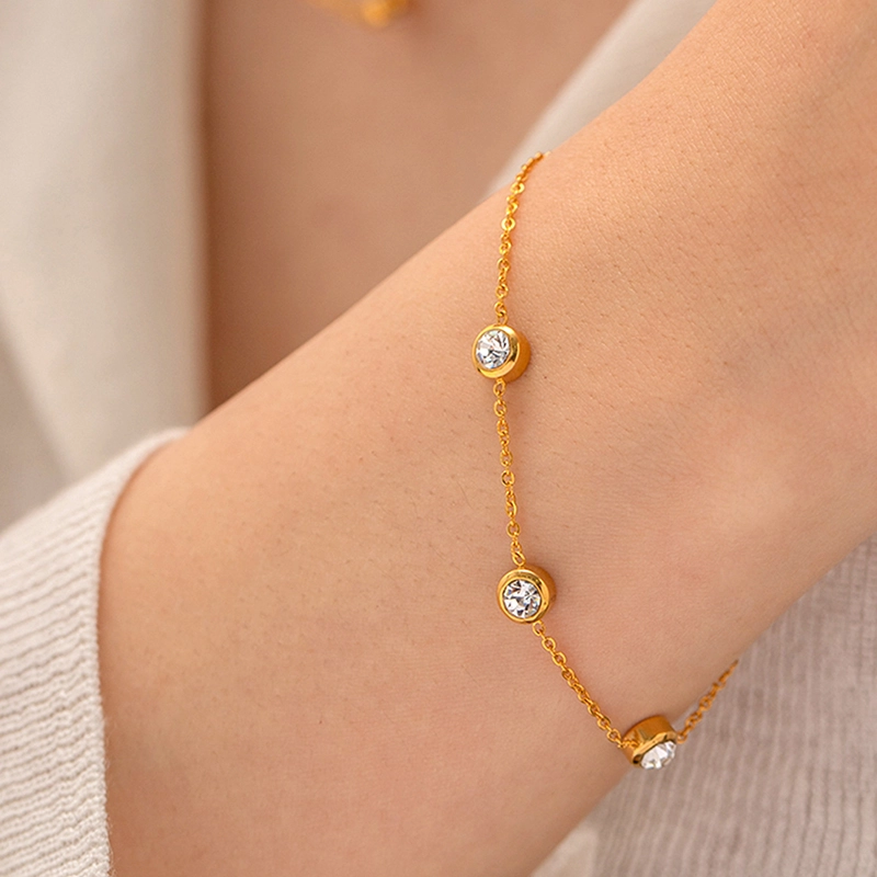 White Zircon Bracelet Gold Plated 1
