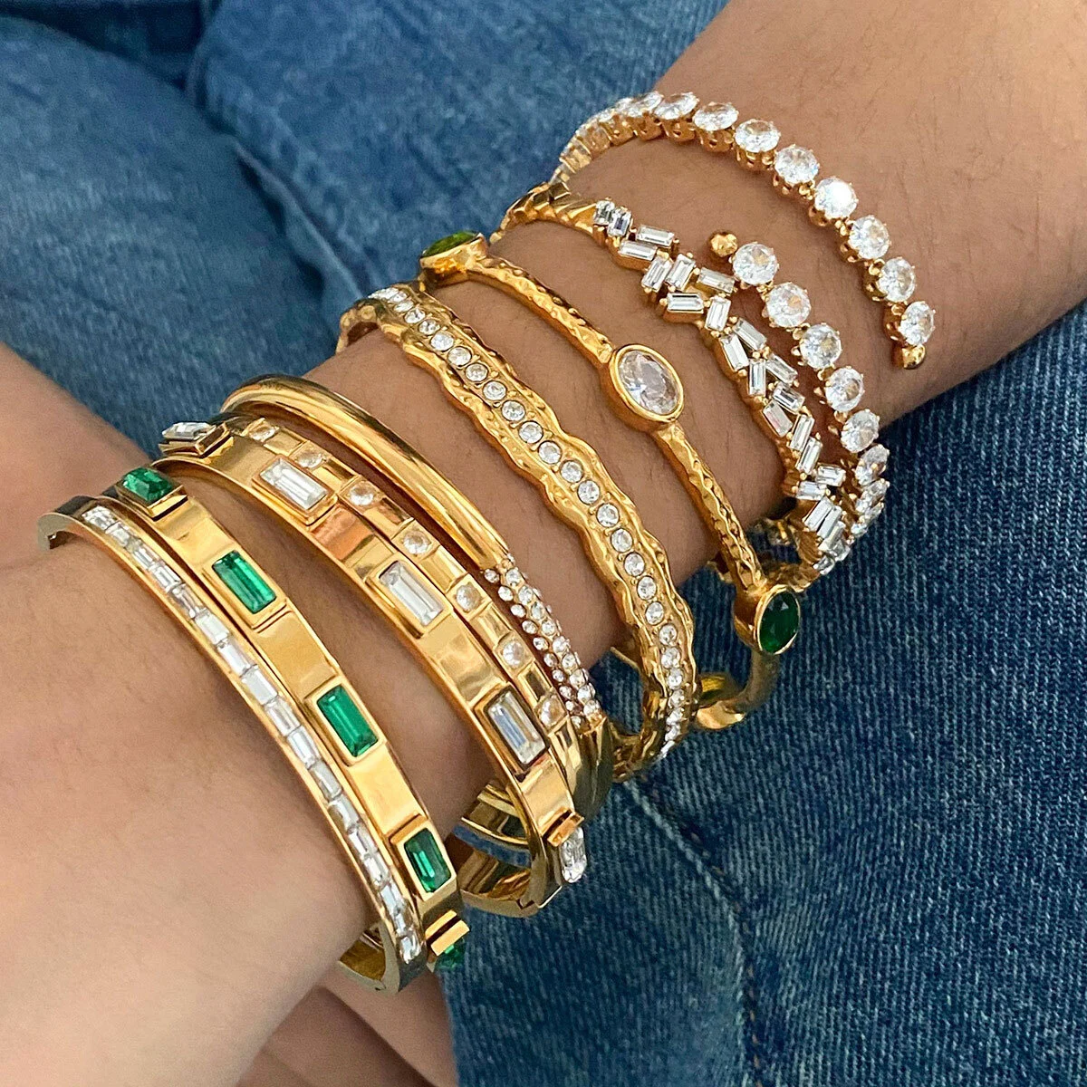 Stainless Steel Zircon Stone Bangles 1
