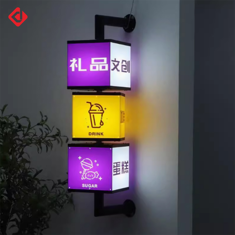 360 Rotating Signboard Custom 360 Degree Rotating LED Light Menu Display Signboard 3-Layer ...