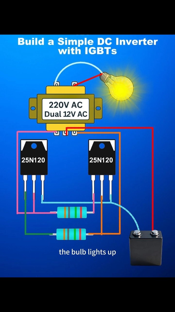 Build a Simple DC Inverter with IGBTs   #circuit #electronics #electroniccomponents #IGBT #Linkeycon  #Capacitor