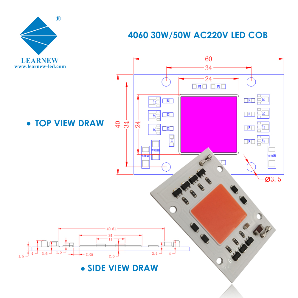 Best 50w Led Chip 380-780nm 40*60mm 50w Full Spectrum Cob Led