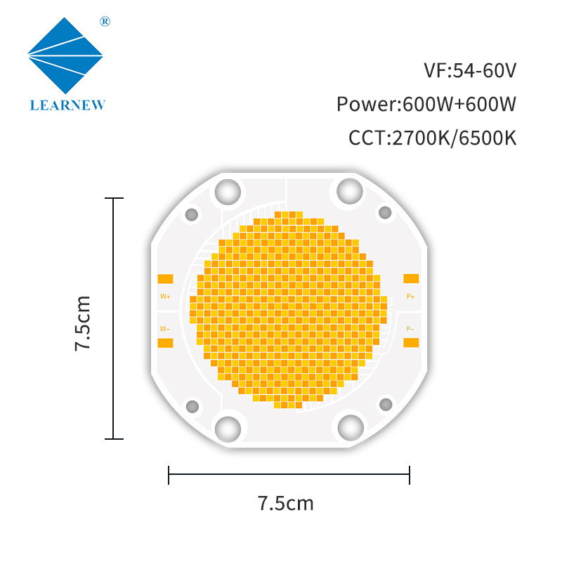 600w+600w Dual Color Cob Led Chip 7575 Dimmable 2700-6500k 54v 60v For Photography Light 2