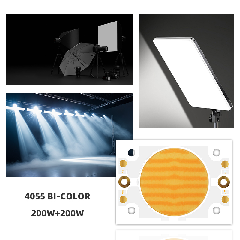 4055 Dual Color Cob 200 W + 200 W Cob LED-Chip 2700 K + 6500 K 45–54 V für Fotolicht 4
