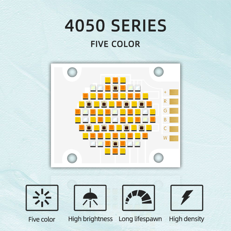 RGBWC Five Color 180W High CRI 95 LED COB Chip 40X50MM LED Chip for Stage Light/ Flash Light/Photography lights 4