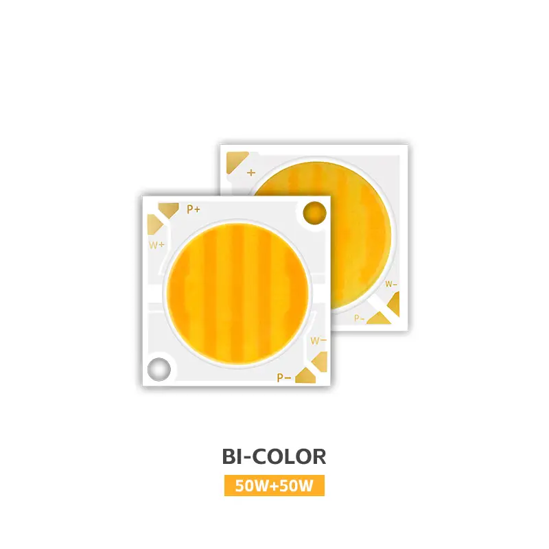 50W+50W Dimmable COB 2700k+6500k Chip 28*28mm 1400mA Ra95 High Power LED Diode for Downlight/wash Lights 1