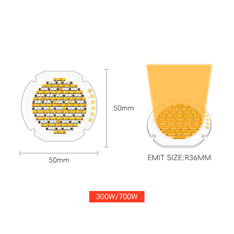 Fabrikpreis 5050 42-46V 300 W+300W 700W+700W Fünf Farbkobel-LED-Chip High-Power COB CRI95 LED COB CHIP für Fotografielichter 2