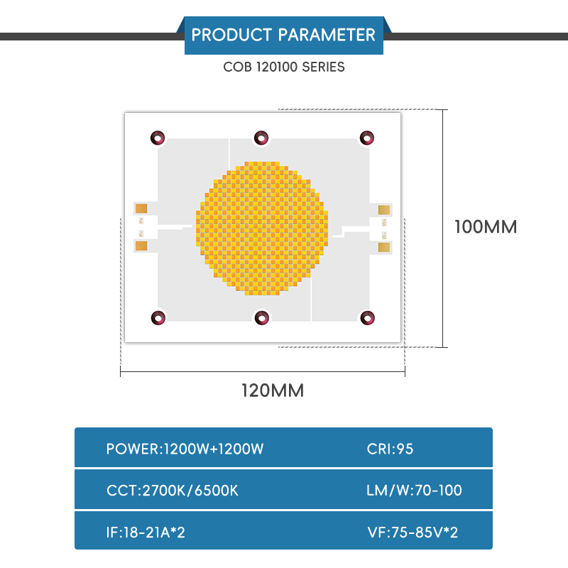 High Power 1200W CRI>95 6500K Copper Board Good Heat Dissipation Led Cob Chip Used in Photography Light/ Video Light 7