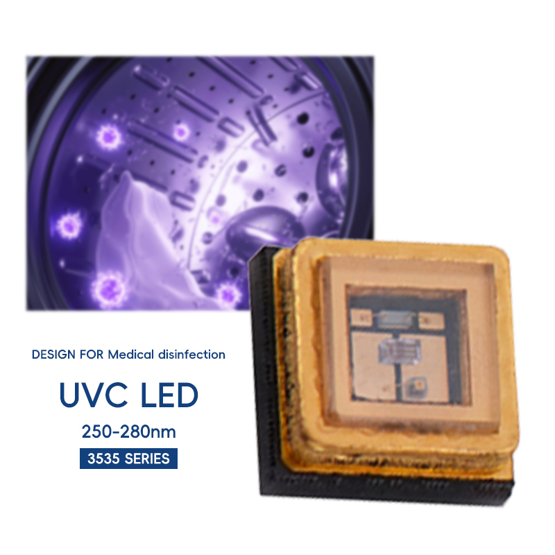 UVC-LED-Chips 0,5 W 1 W 3 W Hochleistungs-LEDs 250 nm 260 nm 270 nm 280 nm Schmale Wellenlänge für Aushärtung und Sterilisation 2
