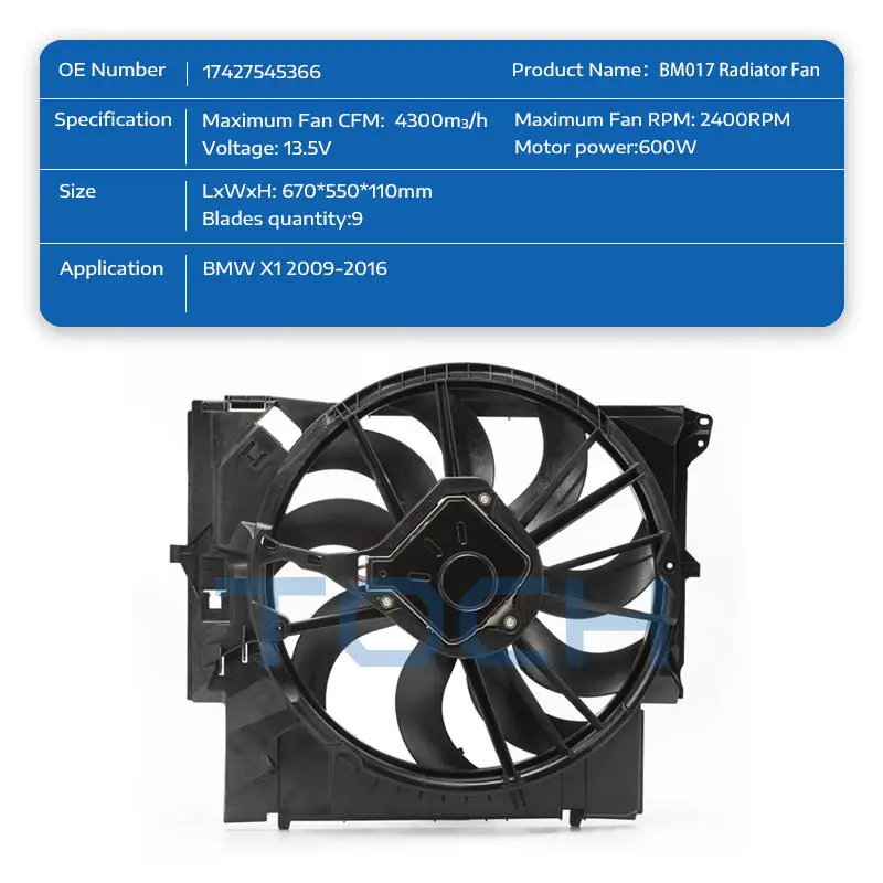 wholesale car radiator electric cooling fans company for bmw 2