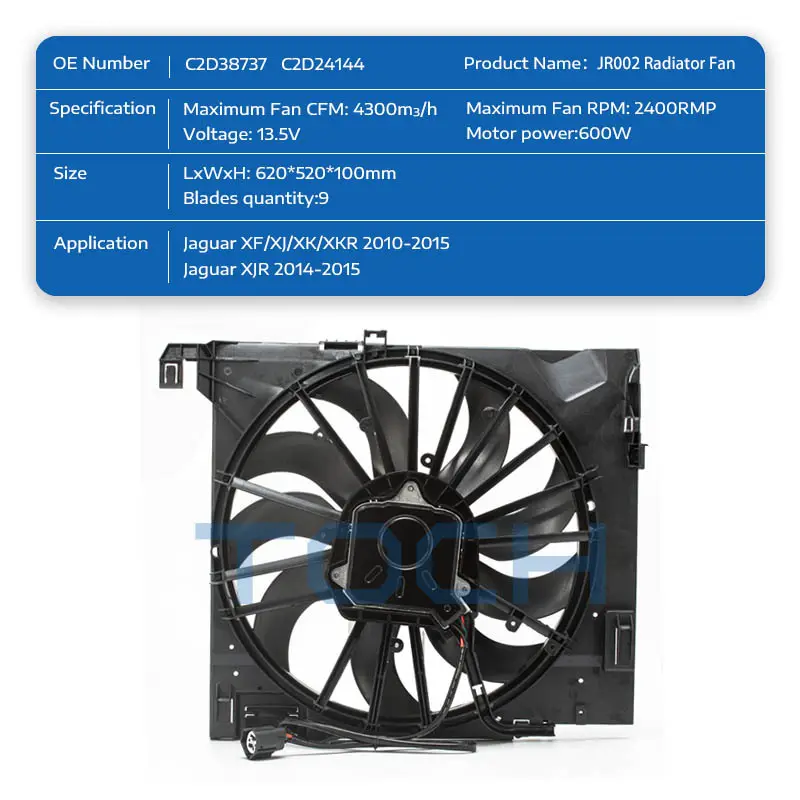 TOCH latest jaguar radiator fan price list factory price 2