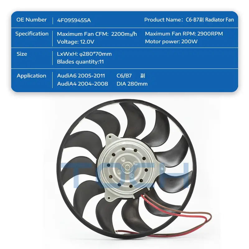 TOCH car radiator fan company for audi 2