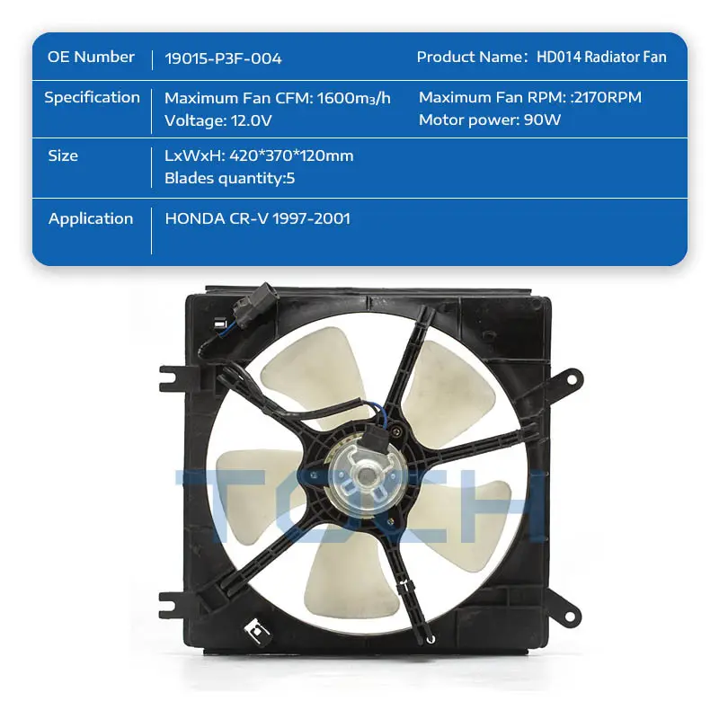 TOCH 850W Condenser Brushless Radiator Fan 17428618242 /17427634471  /17427616104 For BMW X65 2