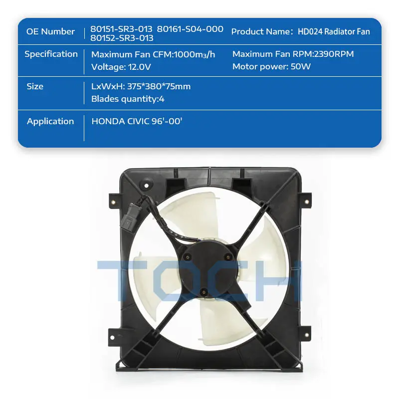 TOCH 850W Condenser Brushless Radiator Fan 17428618242 /17427634471  /17427616104 For BMW X66 2